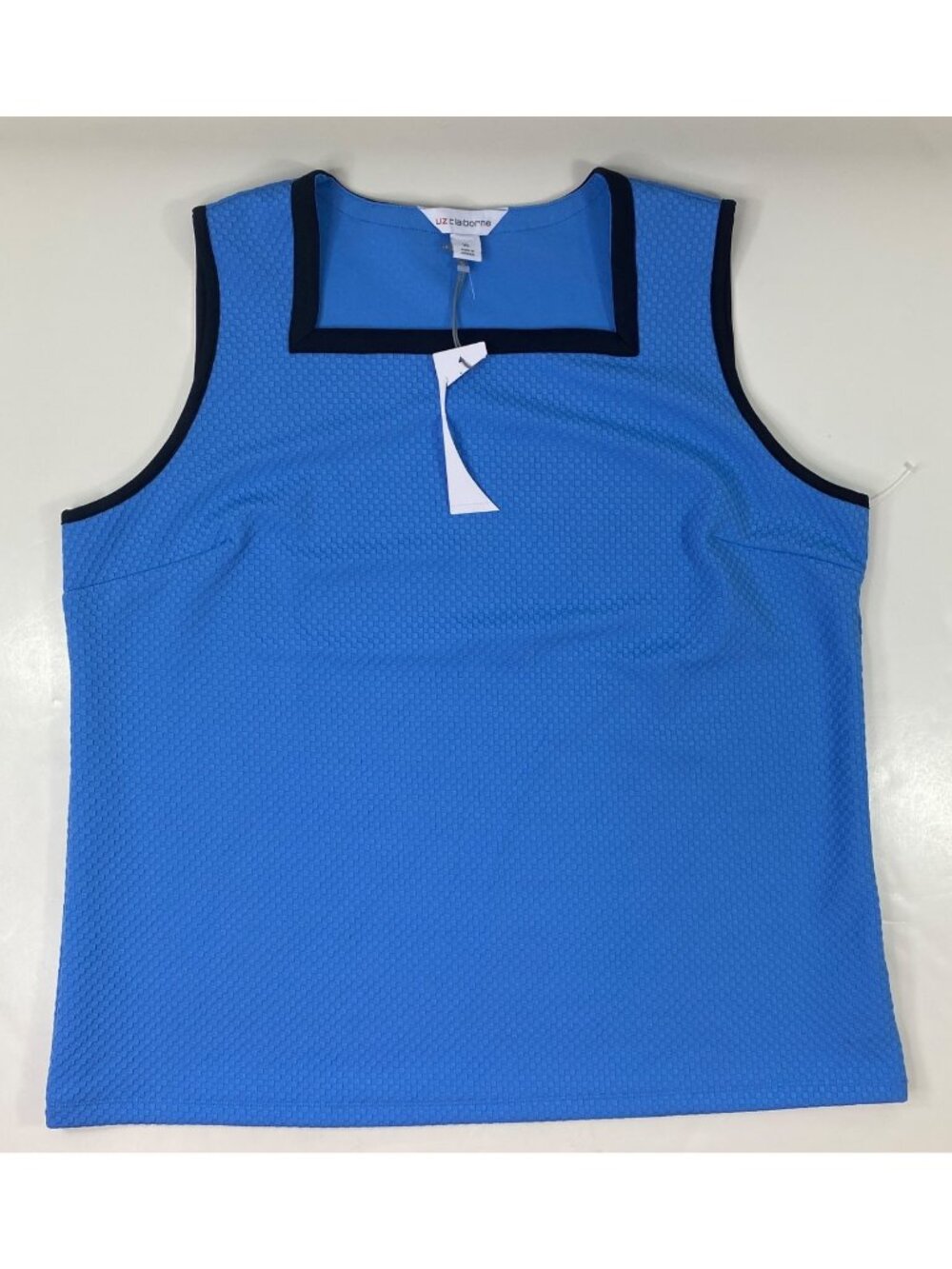 Liz Claiborne Womens Blue Textured Tank Top Lightweight Sleeveless Size XL
